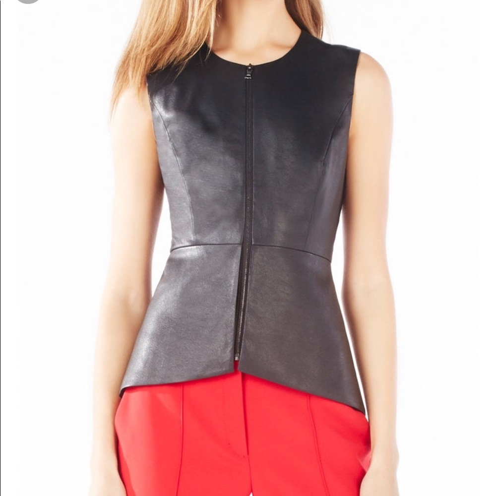 BCBG Faux leather top